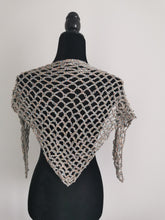 Load image into Gallery viewer, Crochet Shimmer Triangle Shawl – Handmade sparkly Festival Wrap, Boho Shawl, Belt Accessory