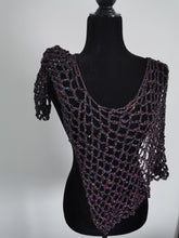 Load image into Gallery viewer, Purple Sequin Poncho, Crochet Mesh Cape, Vintage yarn