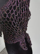 Load image into Gallery viewer, Purple Sequin Poncho, Crochet Mesh Cape, Vintage yarn