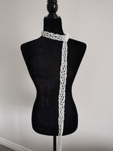 Load image into Gallery viewer, Crochet Sequin Skinny Scarf, White Sequin Neck Tie