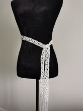 Load image into Gallery viewer, Crochet Sequin Skinny Scarf, White Sequin Neck Tie