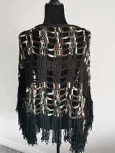 Load image into Gallery viewer, Fringe Camo Poncho, Block Pattern