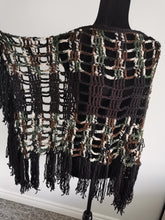 Load image into Gallery viewer, Fringe Camo Poncho, Block Pattern