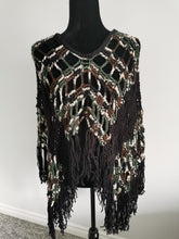 Load image into Gallery viewer, Fringe Camo Poncho, Block Pattern