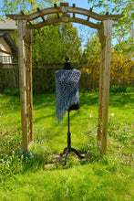 Load image into Gallery viewer, Blue Poncho - Diagonal Crochet Poncho with fringe