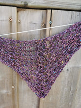 Load image into Gallery viewer, Crochet Bandana, Sequin Triangle Scarf (vintage Purple yarn & purple Sequin)