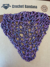 Load image into Gallery viewer, Crochet Bandana, Sequin Triangle Scarf (vintage Purple yarn & purple Sequin)