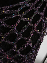 Load image into Gallery viewer, Purple Sequin Poncho, Crochet Mesh Cape, Vintage yarn