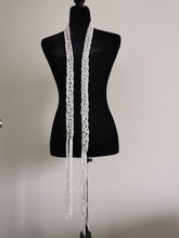 Load image into Gallery viewer, Crochet Sequin Skinny Scarf, White Sequin Neck Tie