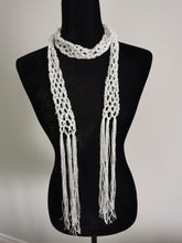 Load image into Gallery viewer, Crochet Sequin Skinny Scarf, White Sequin Neck Tie