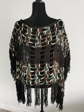 Load image into Gallery viewer, Fringe Camo Poncho, Block Pattern
