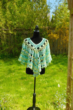 Load image into Gallery viewer, Handmade Crochet Lacy Poncho, Seaside Cape, Plus Size Cover Up