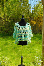 Load image into Gallery viewer, Handmade Crochet Lacy Poncho, Seaside Cape, Plus Size Cover Up