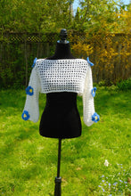 Load image into Gallery viewer, Crochet Flower Shrug, Long Sleeve Mesh Crop Top