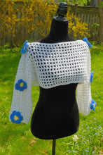 Load image into Gallery viewer, Crochet Flower Shrug, Long Sleeve Mesh Crop Top