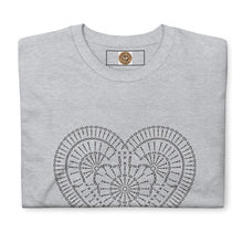 Load image into Gallery viewer, Short-Sleeve Unisex T-Shirt with Crochet Heart