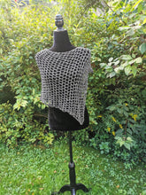 Load image into Gallery viewer, Silver Sequin Poncho, Crochet Mesh Cape, Vintage yarn