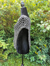 Load image into Gallery viewer, Silver Sequin Poncho, Crochet Mesh Cape, Vintage yarn
