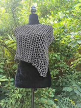 Load image into Gallery viewer, Silver Sequin Poncho, Crochet Mesh Cape, Vintage yarn