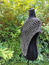 Load image into Gallery viewer, Silver Sequin Poncho, Crochet Mesh Cape, Vintage yarn