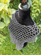 Load image into Gallery viewer, Silver Sequin Poncho, Crochet Mesh Cape, Vintage yarn