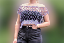 Load image into Gallery viewer, Crocheted CROP Tank Top, Purple & Lilac Cover Up