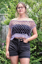 Load image into Gallery viewer, Crocheted CROP Tank Top, Purple &amp; Lilac Cover Up
