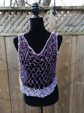 Load image into Gallery viewer, Crocheted CROP Tank Top, Purple & Lilac Cover Up