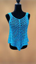 Load image into Gallery viewer, Blue Lacy Crochet Tank Top, Cover Up