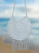 Load image into Gallery viewer, Boho Cotton Wedding Bag, Crochet Purse, Circle Bag