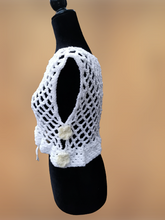 Load image into Gallery viewer, Flower Power Crop Top, White Cover Up by Claudia's Crochet Creations