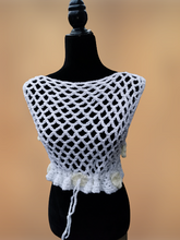 Load image into Gallery viewer, Flower Power Crop Top, White Cover Up by Claudia's Crochet Creations