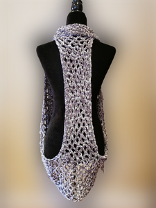 Crochet Boho Velvet Vest, Plus Size