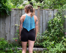 Load image into Gallery viewer, Crocheted CROP Tank Top, Blue Cover Up