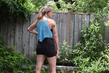 Load image into Gallery viewer, Crocheted CROP Tank Top, Blue Cover Up