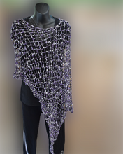 Load image into Gallery viewer, Purple Diagonal Poncho, Crochet Asymmetrical Poncho