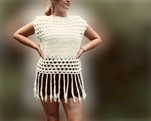 Load image into Gallery viewer, Triangles &amp; Fringe Crochet Top in Cotton
