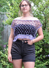 Load image into Gallery viewer, Crocheted CROP Tank Top, Purple & Lilac Cover Up