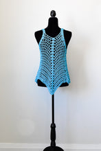 Load image into Gallery viewer, Blue Lacy Crochet Tank Top, Cover Up