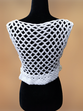 Load image into Gallery viewer, Flower Power Crop Top, White Cover Up by Claudia's Crochet Creations