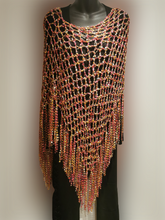 Load image into Gallery viewer, Red Gold Diagonal Poncho - Asymmetrical Poncho