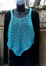 Load image into Gallery viewer, Crocheted CROP Tank Top, Blue Cover Up