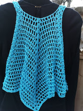 Load image into Gallery viewer, Crocheted CROP Tank Top, Blue Cover Up