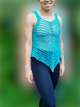 Load image into Gallery viewer, Blue Lacy Crochet Tank Top, Cover Up