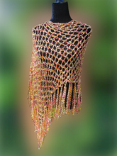 Load image into Gallery viewer, Red Gold Diagonal Poncho - Asymmetrical Poncho