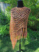 Load image into Gallery viewer, Red Gold Diagonal Poncho - Asymmetrical Poncho