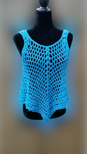 Load image into Gallery viewer, Blue Lacy Crochet Tank Top, Cover Up