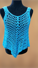 Load image into Gallery viewer, Blue Lacy Crochet Tank Top, Cover Up