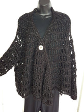 Load image into Gallery viewer, Black and Gold Cardigan, Crochet Cardigan