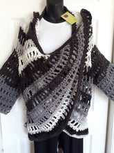 Load image into Gallery viewer, Plus Sized Cardigan, Black, White and Grey Ombre Long Cardigan